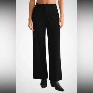 Women’s Z Supply Black Viscose & Linen Wide-Leg Pants